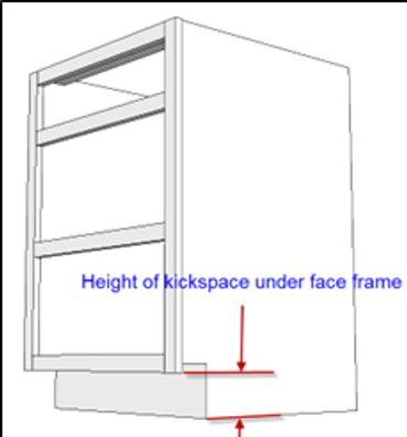 What is the height of kick space under face frame?