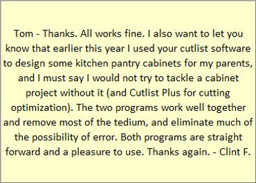 I used your cutlist software to design some kitchen cabinets for my parents