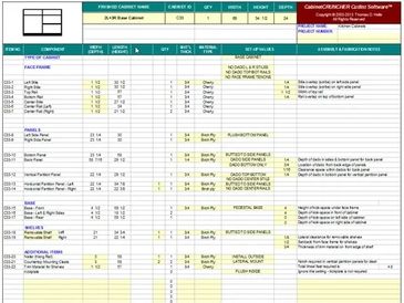 Excel spreadsheet for building custom cabinets