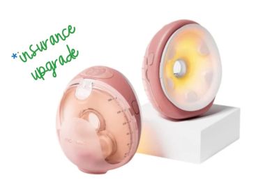Compact and stylish pink breast pump.