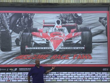 "Welcome Race Fans" was on exhibit during the 100th running of the Indianapolis 500.