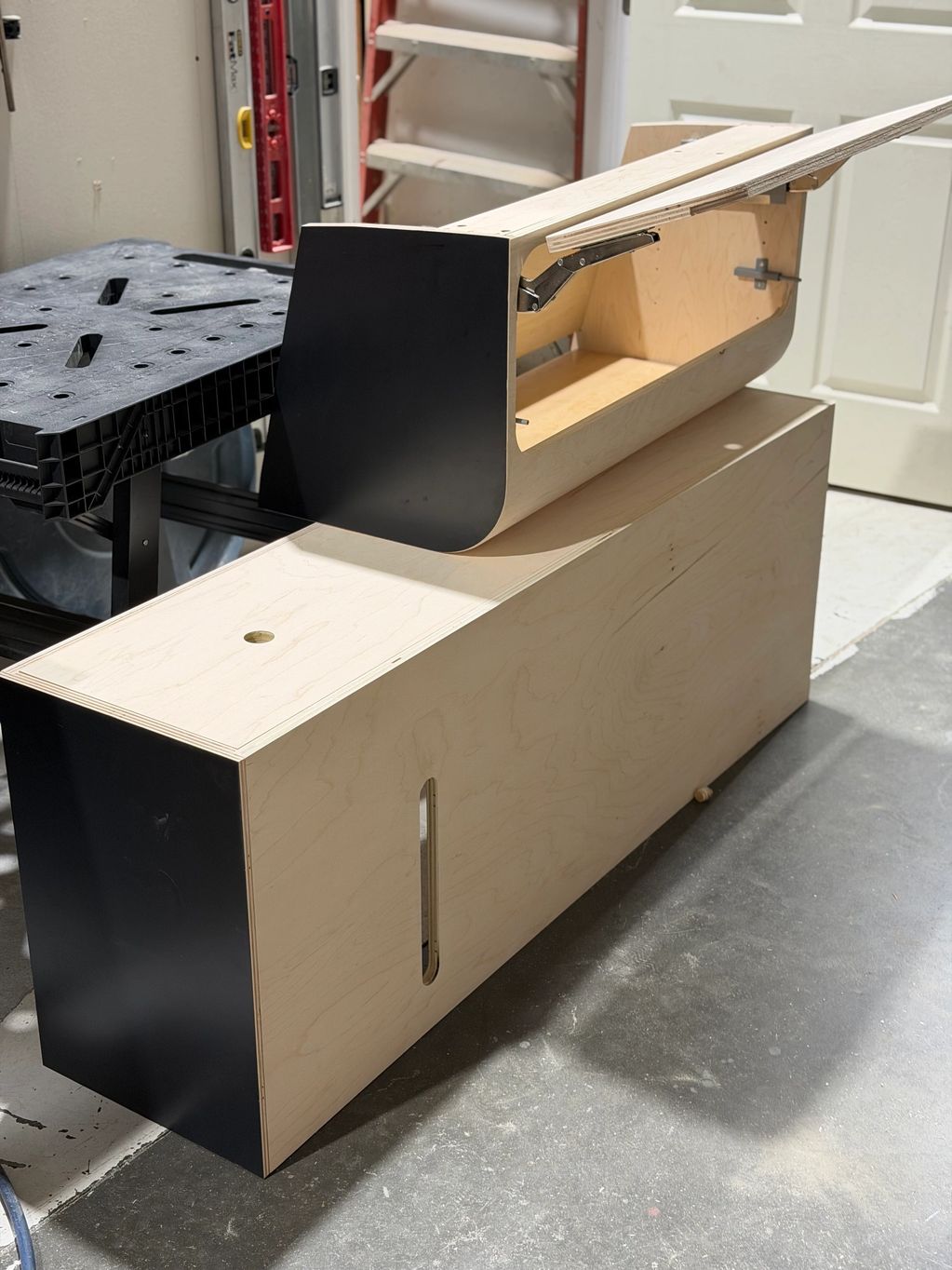 Conversion van cabinets, , cabinets for conversion van, van storage cabinets, rounded upper cabinet