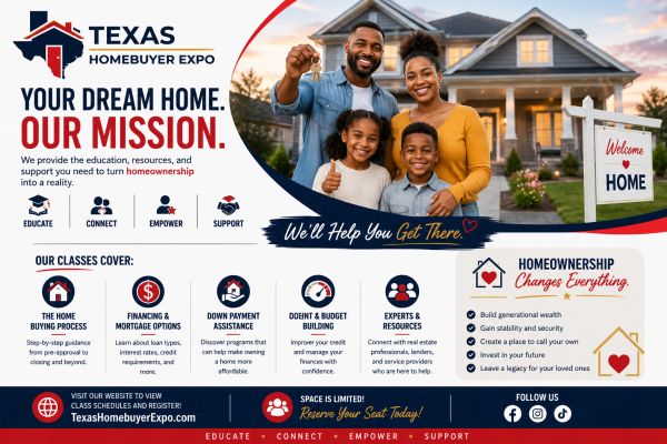 Texas Homebuyer Expo promoting homeownership education and support.
