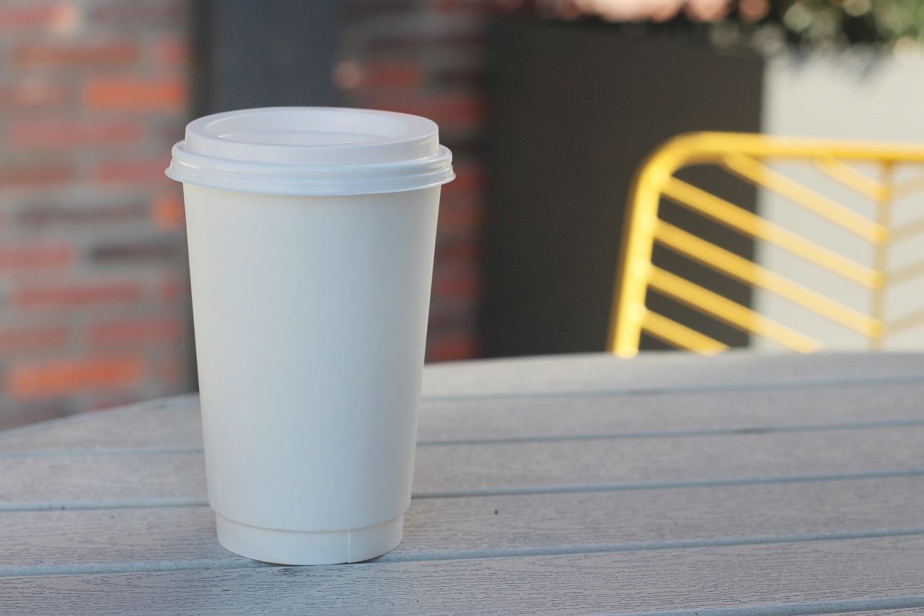 MP Classics paper hot cup with dome sip style lid.  For restaurants.