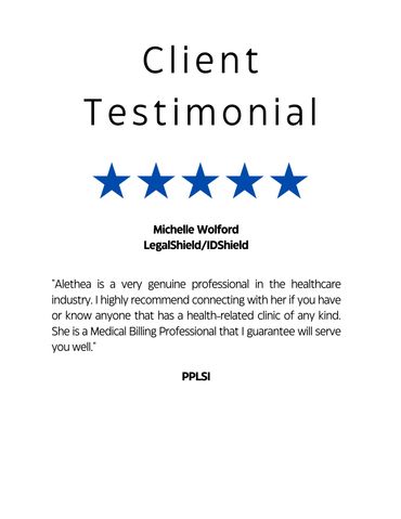 A client testimonial for the services of Rill Unique Enterprises || Medical Billing and Coding