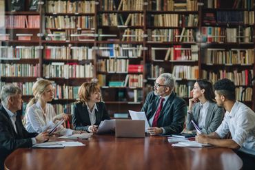 Group discussion in a library