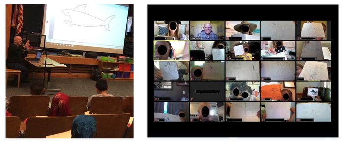 Mike Artell does in-person as well as virtual school visits.
