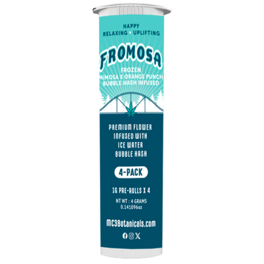 Fromosa frozen pre-rolls infused with bubble hash, mimosa and orange punch flavors.