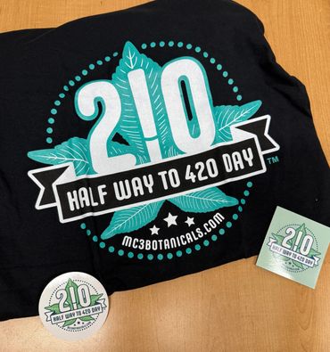 Merchandise featuring "210 Half Way to 420 Day" from mc3botanicals.com.