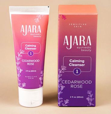 Ajara Ayurvedic Beauty Calming Cleanser for sensitive skin, Cedarwood Rose, 2 fl oz.