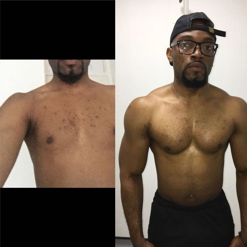 Client progress comparison: Approximately ten months of progress.
