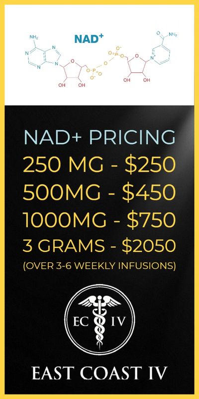 NAD IV pricing at East Coast IV.  Baltimore and Ocean City MD