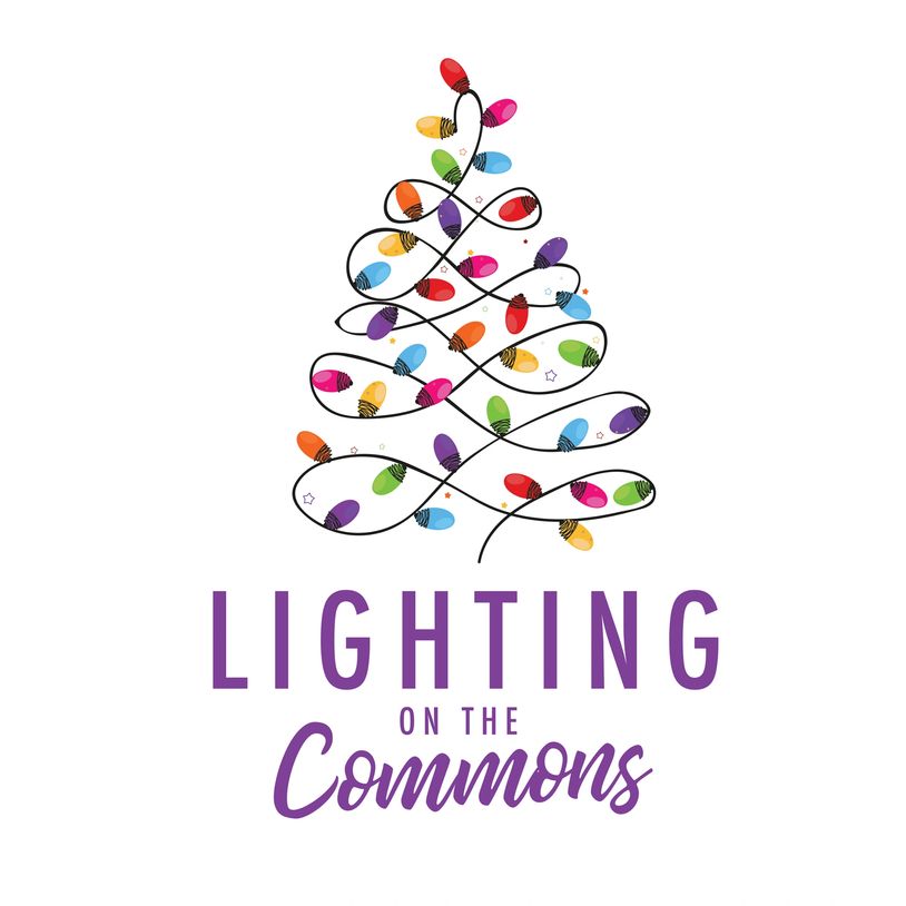 Lighting on the Commons logo, a Christmas tree made of holiday lights