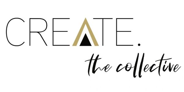 Logo with the word 'CREATE.' featuring a stylized 'A' and 'the collective' in cursive.