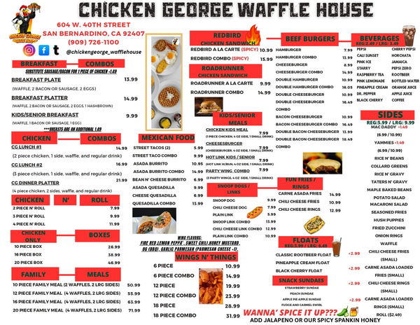 Chicken George Waffle House Menu