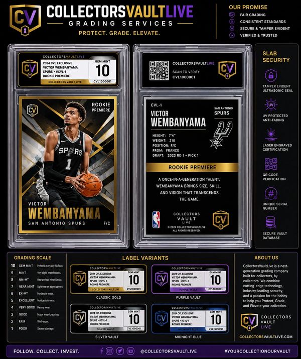 Collector's Vault Live grading services for Victor Wembanyama rookie card.