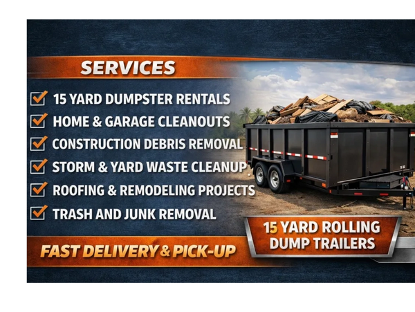 Dumpster rental and debris removal services with fast delivery and pick-up.