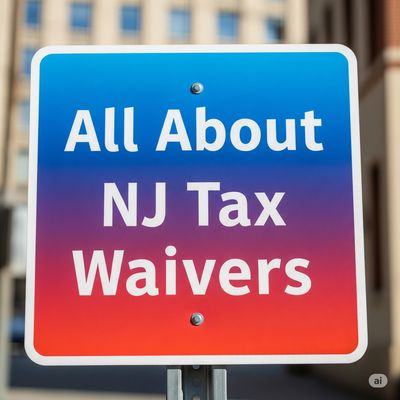 A sign for 'All about NJ Tax Waivers' from Gary Mehta, CPA, EA.