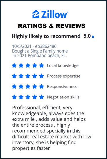 realtor review / rating from real estate home / house buyer in Pompano Beach Florida /South Florida