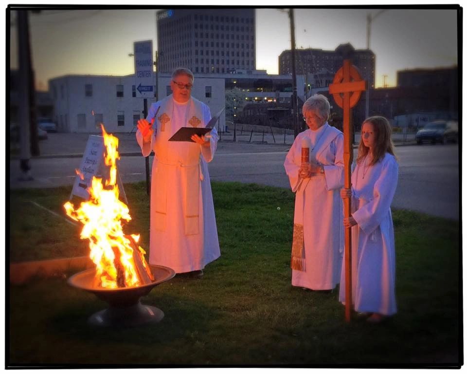 Lighting the Paschal fire at the Easter Vigil
