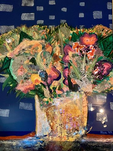 floral, reverse glass painting, alice husak, alice eldridge