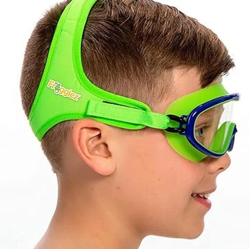 Frogglez Youth Wide View Anti-Fog Clear Swim Goggle Mask  for Kids under 10 Premium  Pain-Free Strap