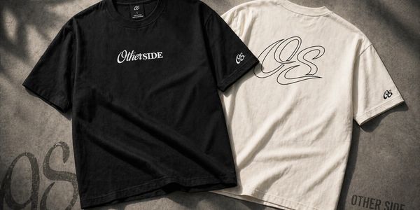 Two stylish t-shirts with "Otherside" branding in black and white.