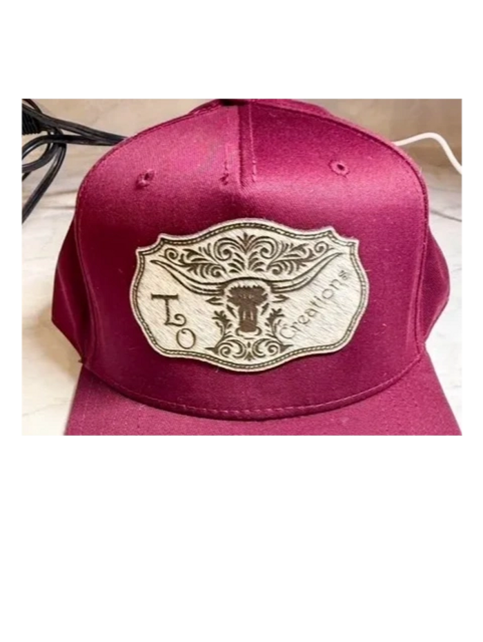 Customized laser engraved logo on cowhide.