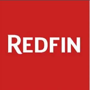 Redfin logo with white text on a red background.