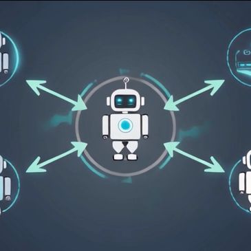 5 bots with arrows pointing to eachother