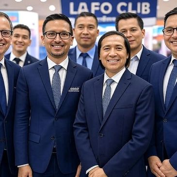 Group Of Financial Professionals Posing & Smiling Excited About Their Deal Closing Due To FQ3C™