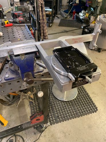 RBQ mounted on swivel plate for cart.