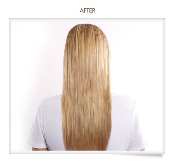 Beautiful blonde long straight hair after a Brazilian Blowout in Wake Forest, North Raleigh NC 27587