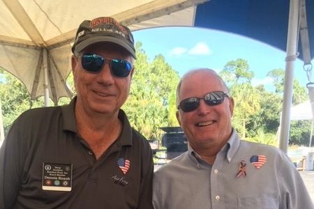 Denny Knaub, Air Force, retired, President of the Board with Bob Allen, Knights of Columbus