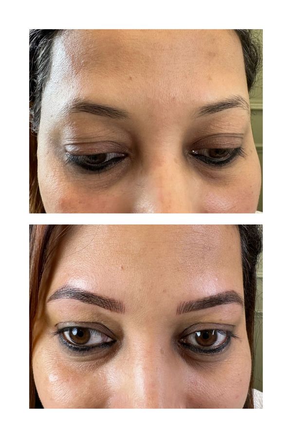 before and after effect of micro blading (brow micropigmentation)