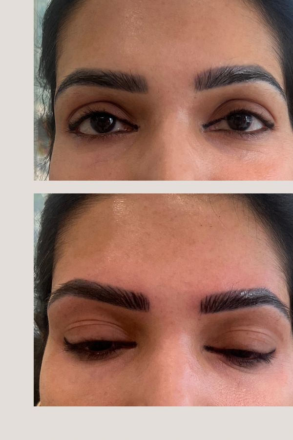 before and after effect of micro blading (brow micropigmentation)