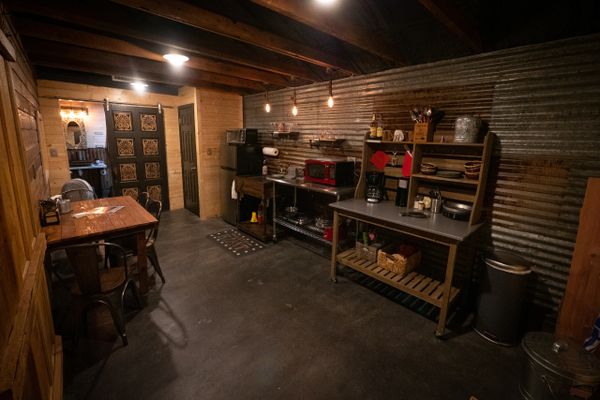 Stocked Kitchen and coffee bar at The Shed Guest House / Vacation Home rental Hermann Mo