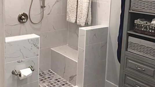 Actual beautiful bathroom remodels from Quality Work Home Services!