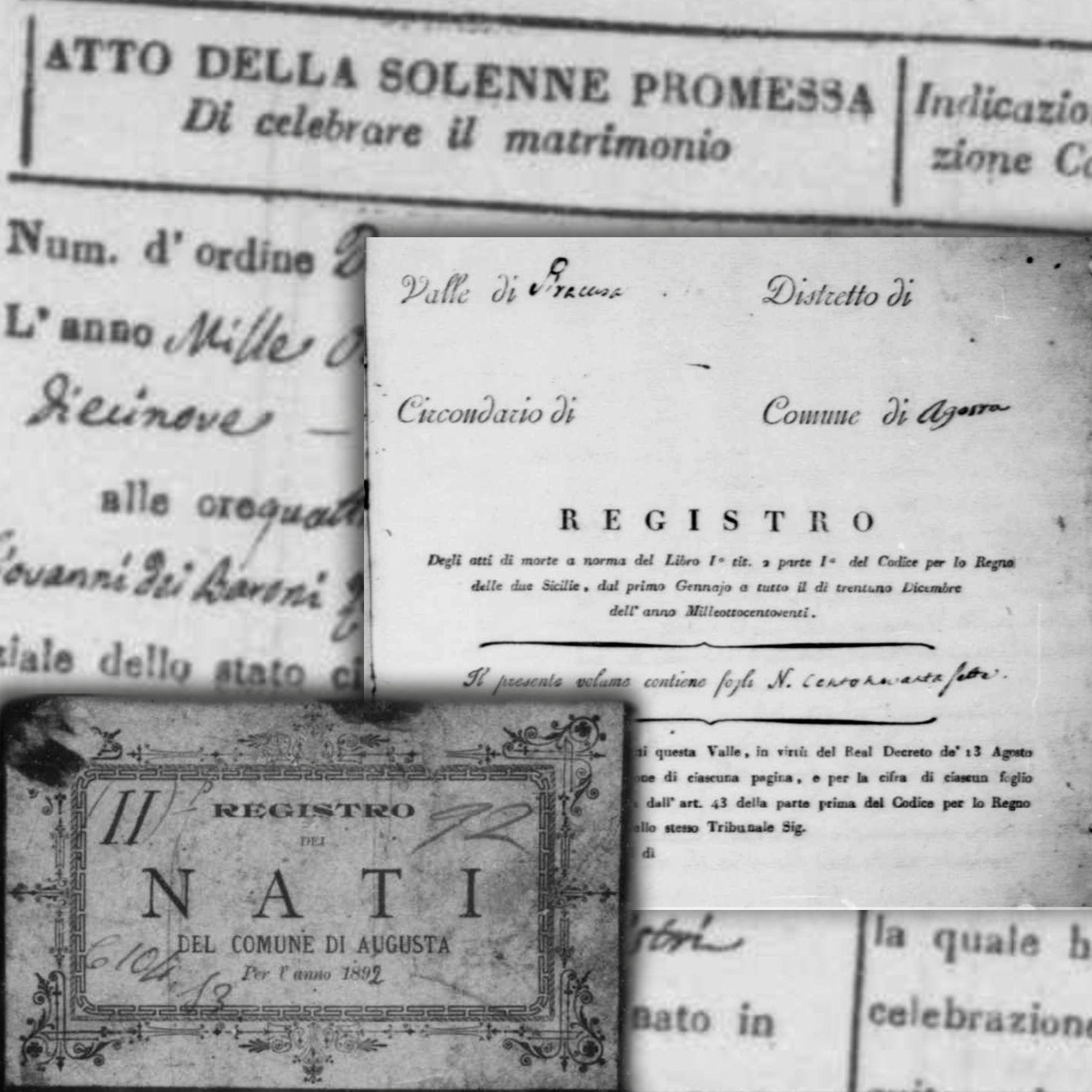 Augusta Sicily vital records including birth, death, and marriage records of Genealogical data