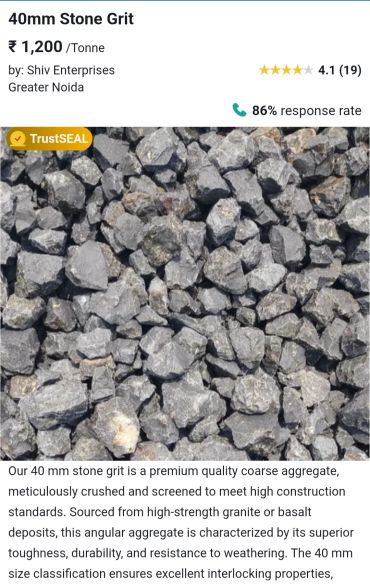40mm stone grit coarse aggregate for construction.