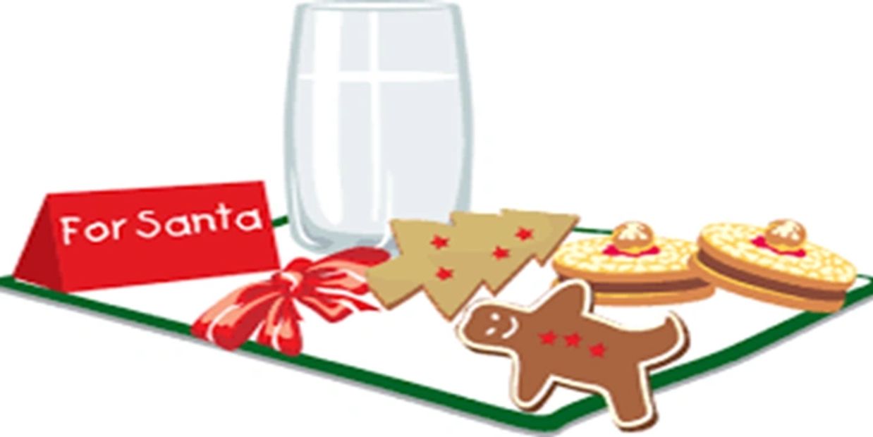 A festive plate with cookies, a glass of milk, and a note for Santa.