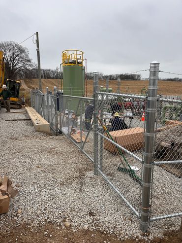 Filter Separator with 6' chain link with 1' of barbwire including 2 20' Cantilever Gates