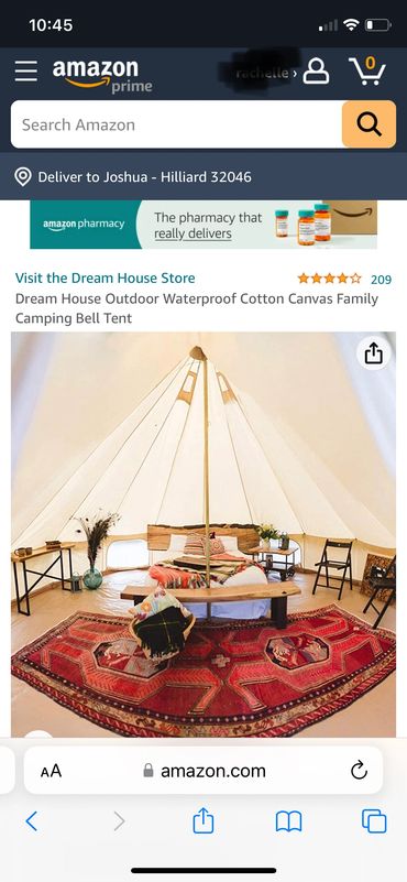 Amazon listing of Dream Glamping tent