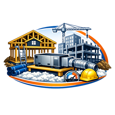 image showing both a home and commercial building being framed
