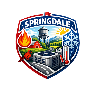 Badge representing Springdale Arkansas with a HVAC system