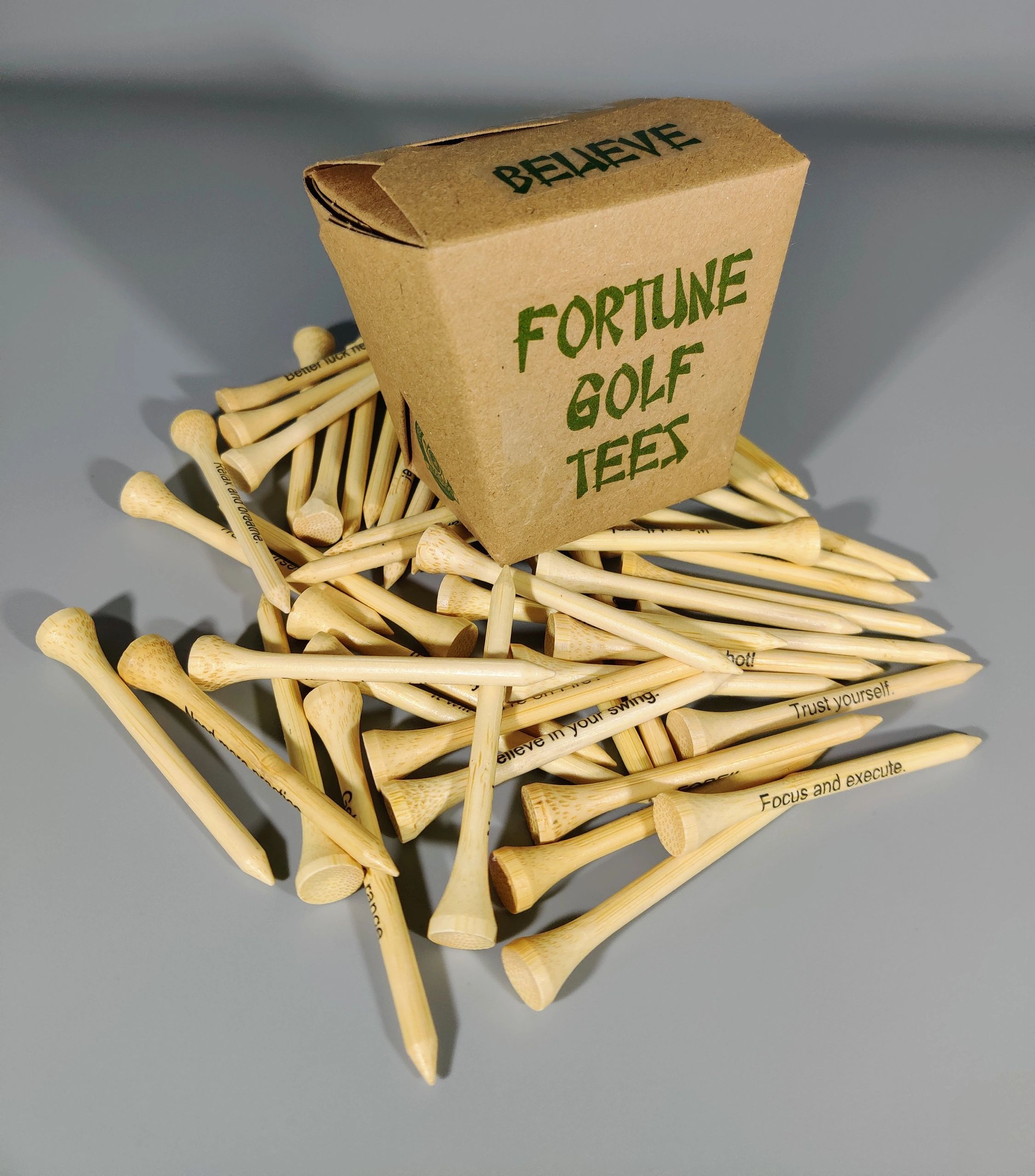  Fortune Golf Tees, Pack of 50 Bamboo 2 3/4 Golf Tees