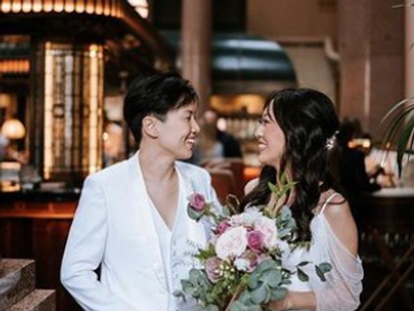 Gay couple wedding, flowers, bride and groom, fresh flowers, London, florist, floral designer, roses