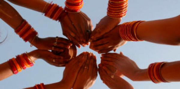 cupped hands joining together