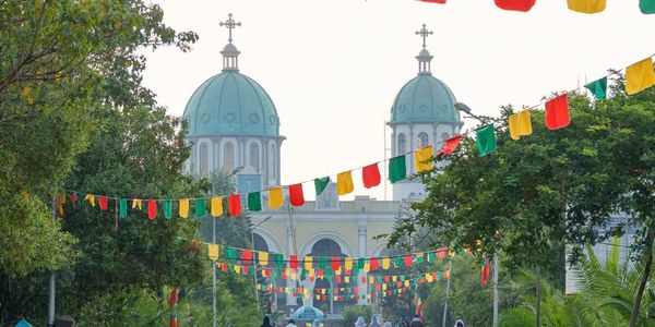 green, yellow, and red banners