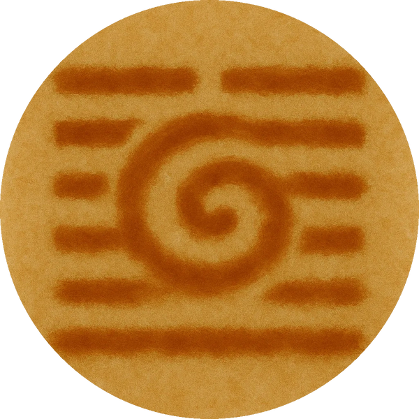 I Ching hexagram 24 Return with growth spiral in Orange to reflect change.